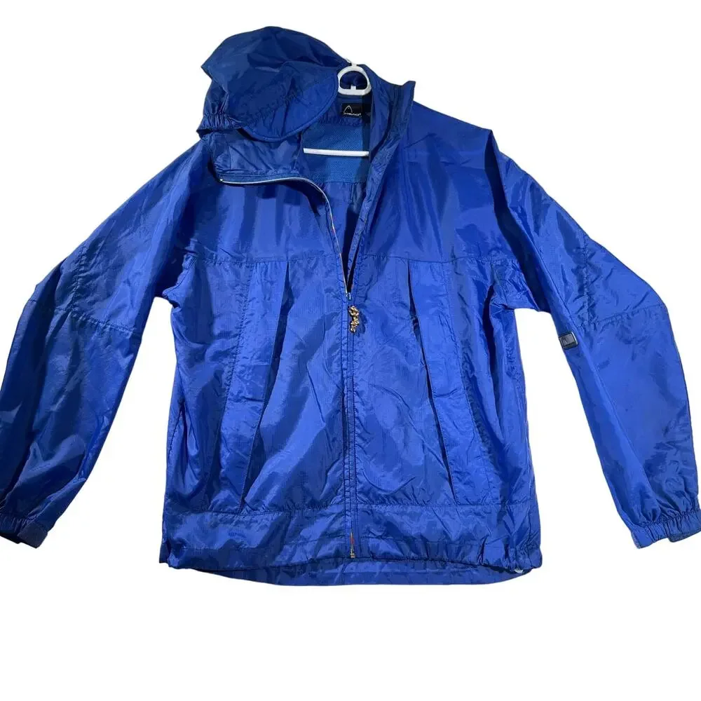 Head Nylon Wind Shell Mens Hooded Full Zip Adjustable Cuffs Waist Rainbow Zipper